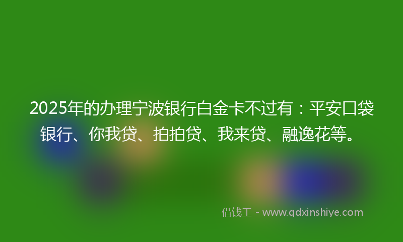 2025年的办理宁波银行白金卡不过有：平安口袋银行、你我贷、拍拍贷、我来贷、融逸花等。