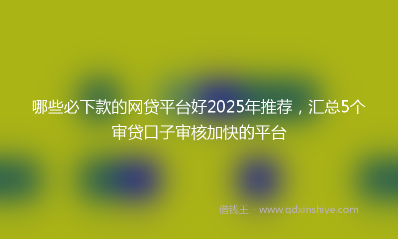 哪些必下款的网贷平台好2025年推荐，汇总5个审贷口子审核加快的平台