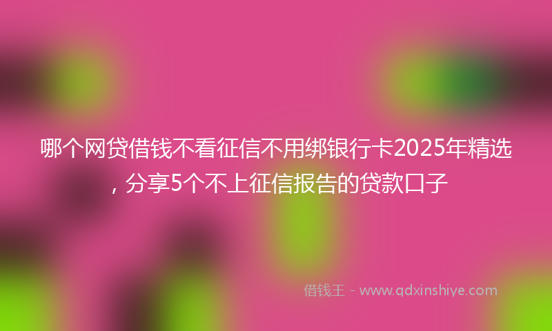 哪个网贷借钱不看征信不用绑银行卡2025年精选，分享5个不上征信报告的贷款口子