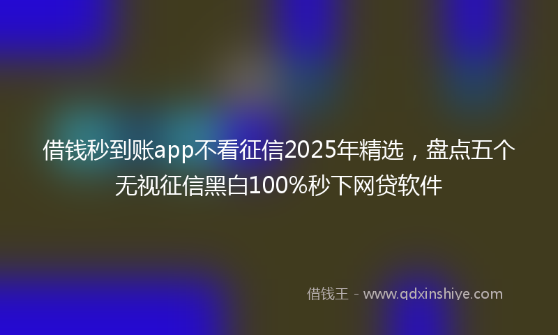 借钱秒到账app不看征信2025年精选，盘点五个无视征信黑白100%秒下网贷软件