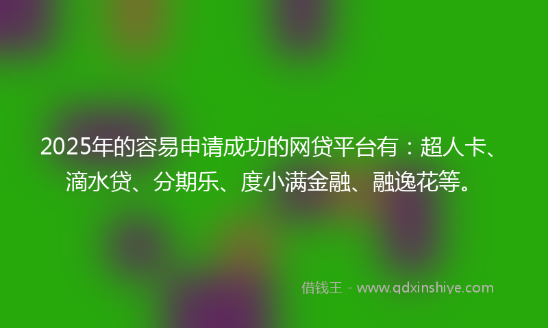 2025年的容易申请成功的网贷平台有：超人卡、滴水贷、分期乐、度小满金融、融逸花等。