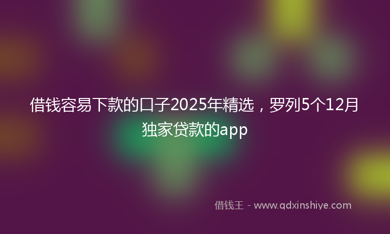 借钱容易下款的口子2025年精选，罗列5个12月独家贷款的app