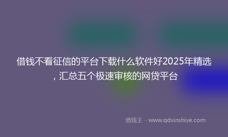 借钱不看征信的平台下载什么软件好2025年精选，汇总五个极速审核的网贷平台