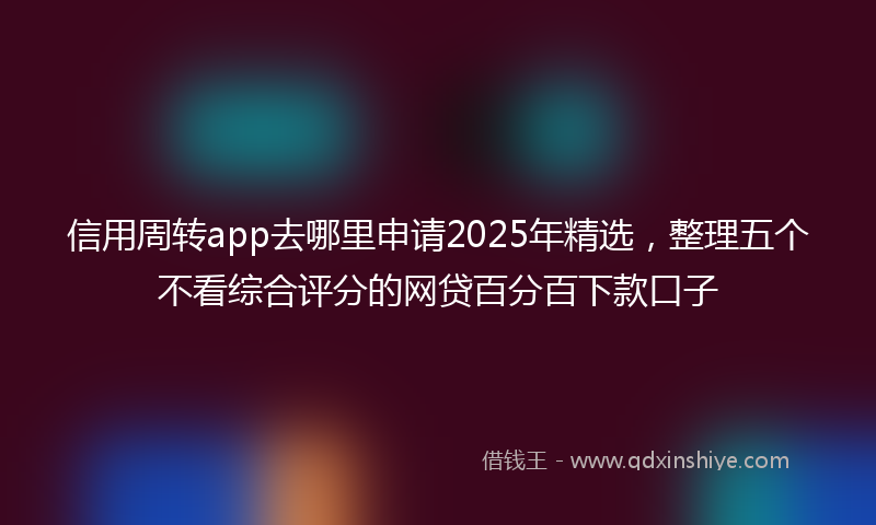 信用周转app去哪里申请2025年精选，整理五个不看综合评分的网贷百分百下款口子
