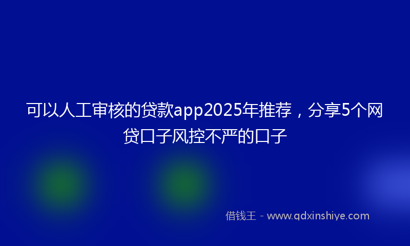可以人工审核的贷款app2025年推荐，分享5个网贷口子风控不严的口子