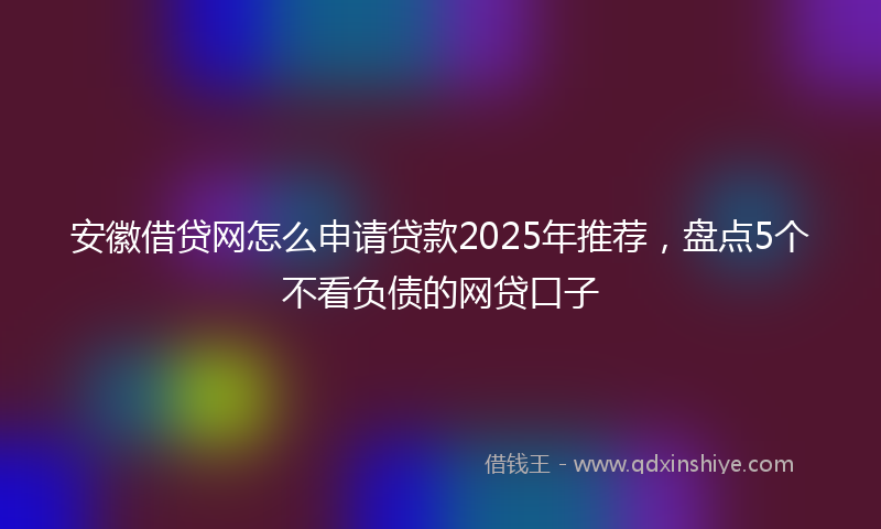 安徽借贷网怎么申请贷款2025年推荐，盘点5个不看负债的网贷口子