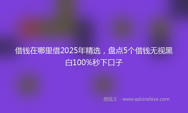 借钱在哪里借2025年精选，盘点5个借钱无视黑白100%秒下口子