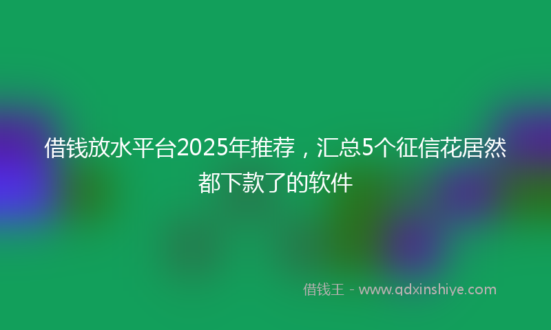 借钱放水平台2025年推荐，汇总5个征信花居然都下款了的软件