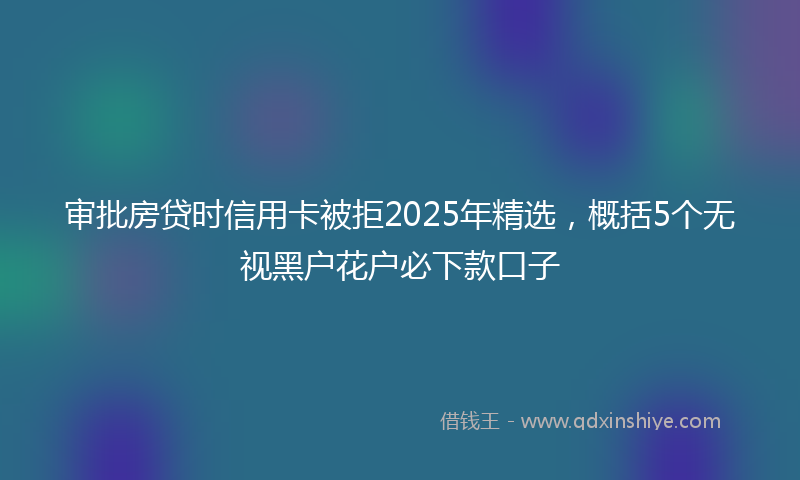 审批房贷时信用卡被拒2025年精选，概括5个无视黑户花户必下款口子