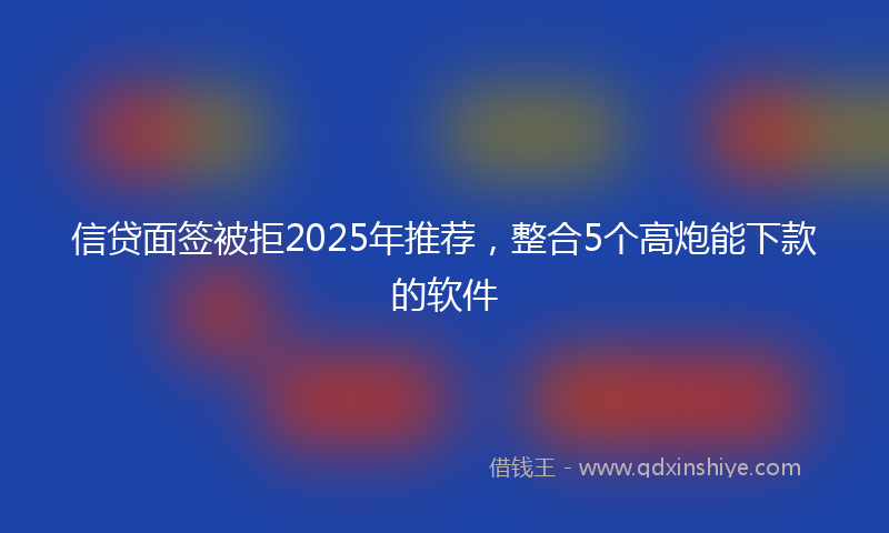 信贷面签被拒2025年推荐，整合5个高炮能下款的软件