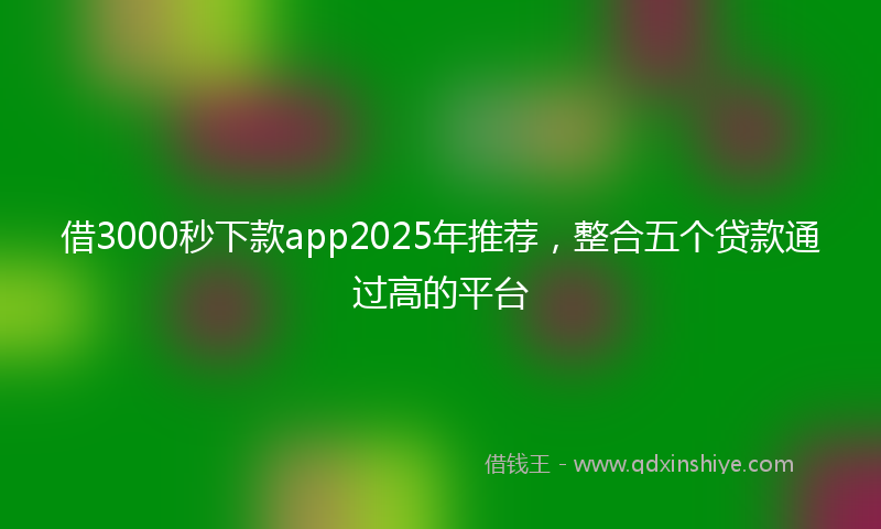 借3000秒下款app2025年推荐，整合五个贷款通过高的平台