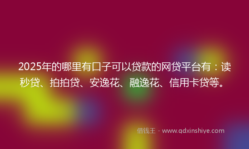 2025年的哪里有口子可以贷款的网贷平台有：读秒贷、拍拍贷、安逸花、融逸花、信用卡贷等。