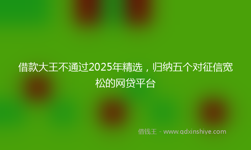 借款大王不通过2025年精选，归纳五个对征信宽松的网贷平台