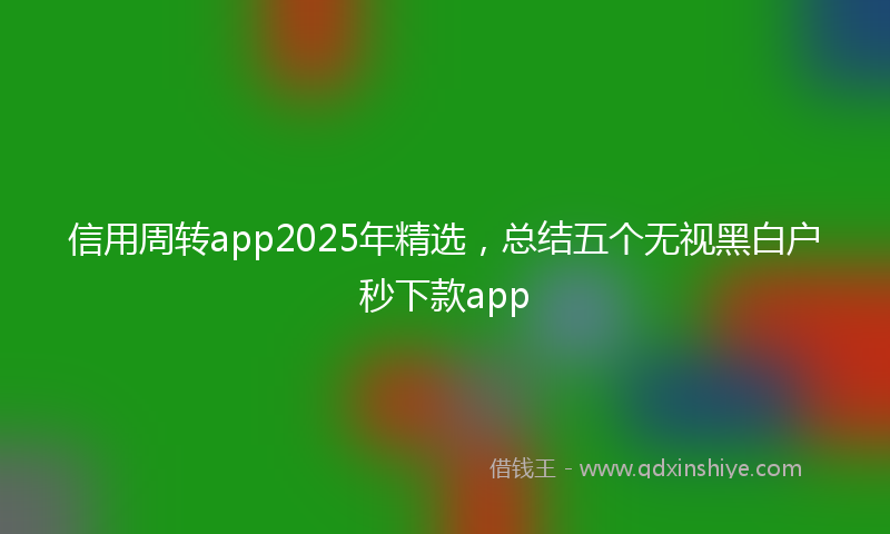 信用周转app2025年精选，总结五个无视黑白户秒下款app