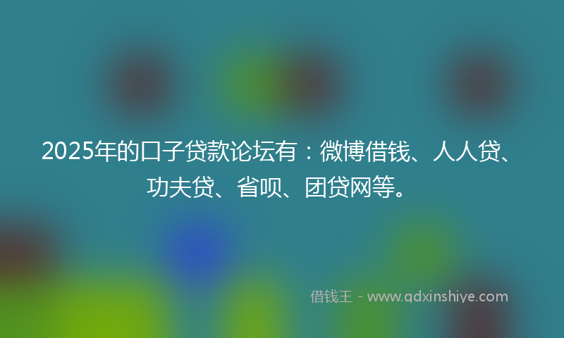2025年的口子贷款论坛有：微博借钱、人人贷、功夫贷、省呗、团贷网等。