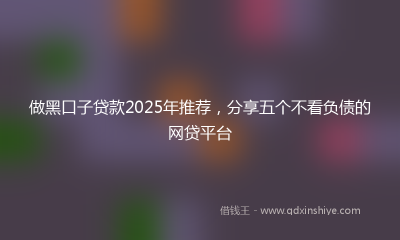 做黑口子贷款2025年推荐，分享五个不看负债的网贷平台