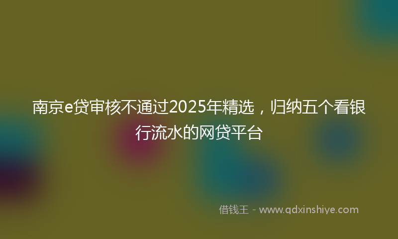 南京e贷审核不通过2025年精选，归纳五个看银行流水的网贷平台