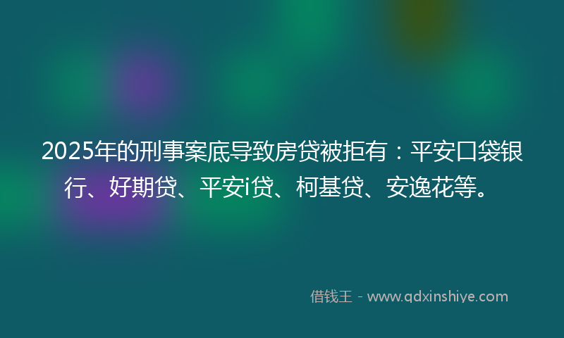2025年的刑事案底导致房贷被拒有：平安口袋银行、好期贷、平安i贷、柯基贷、安逸花等。