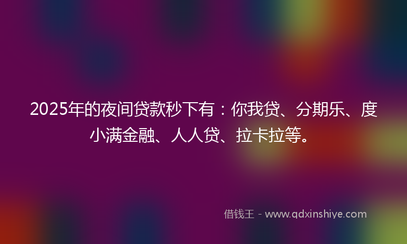 2025年的夜间贷款秒下有：你我贷、分期乐、度小满金融、人人贷、拉卡拉等。