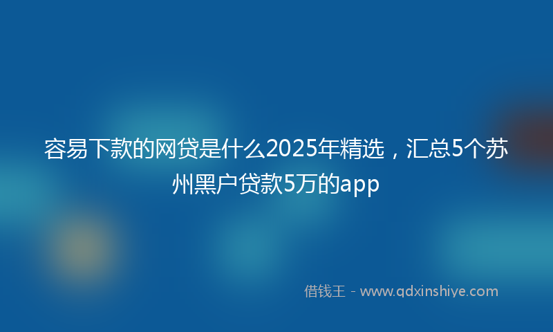 容易下款的网贷是什么2025年精选，汇总5个苏州黑户贷款5万的app