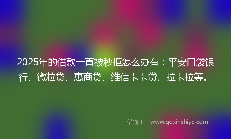 2025年的借款一直被秒拒怎么办有：平安口袋银行、微粒贷、惠商贷、维信卡卡贷、拉卡拉等。