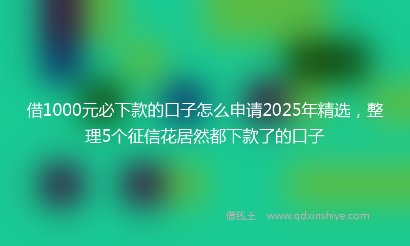 借1000元必下款的口子怎么申请2025年精选，整理5个征信花居然都下款了的口子
