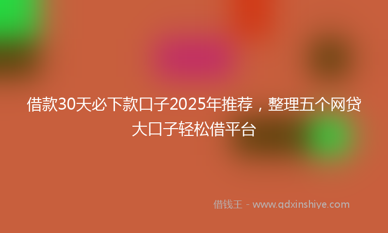 借款30天必下款口子2025年推荐，整理五个网贷大口子轻松借平台