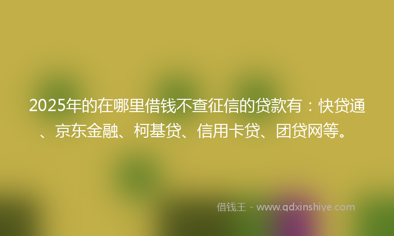 2025年的在哪里借钱不查征信的贷款有：快贷通、京东金融、柯基贷、信用卡贷、团贷网等。