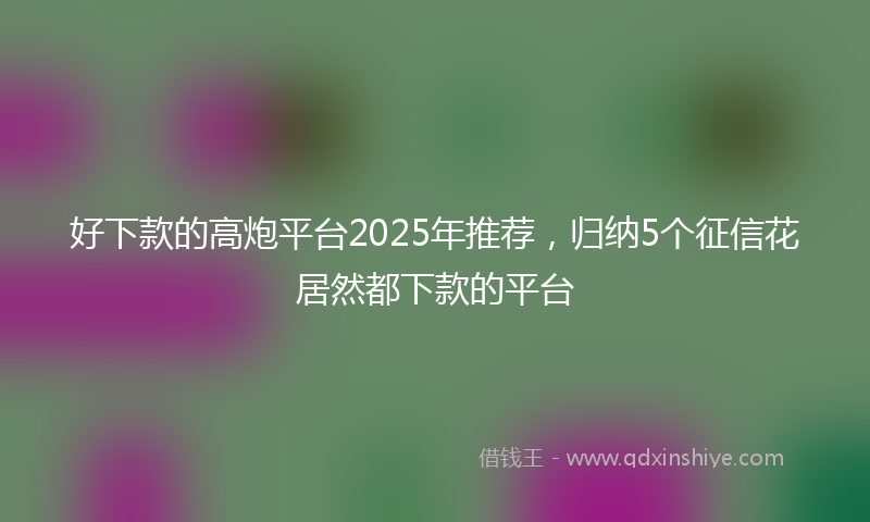 好下款的高炮平台2025年推荐，归纳5个征信花居然都下款的平台