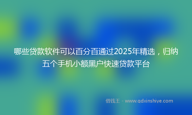 哪些贷款软件可以百分百通过2025年精选，归纳五个手机小额黑户快速贷款平台
