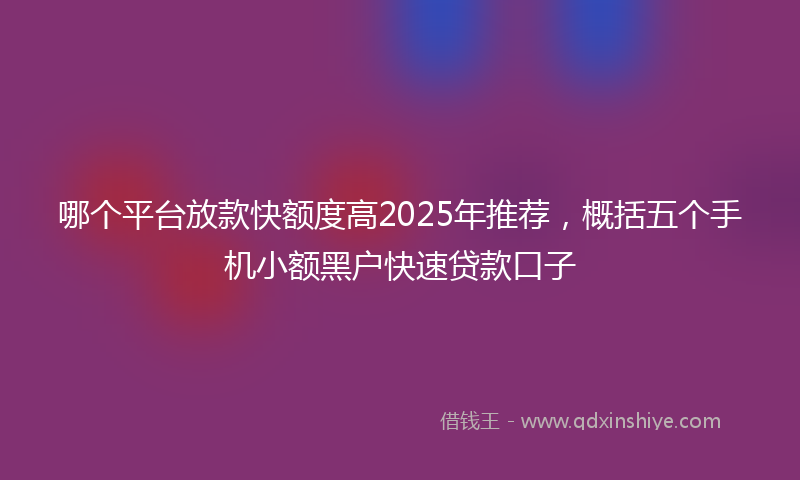 哪个平台放款快额度高2025年推荐，概括五个手机小额黑户快速贷款口子