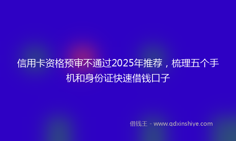 信用卡资格预审不通过2025年推荐，梳理五个手机和身份证快速借钱口子