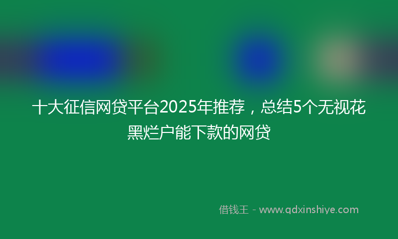 十大征信网贷平台2025年推荐，总结5个无视花黑烂户能下款的网贷