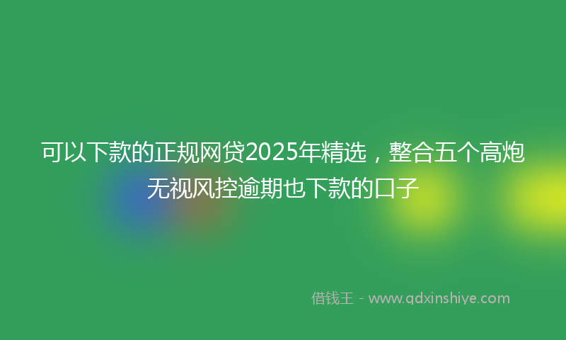 可以下款的正规网贷2025年精选，整合五个高炮无视风控逾期也下款的口子