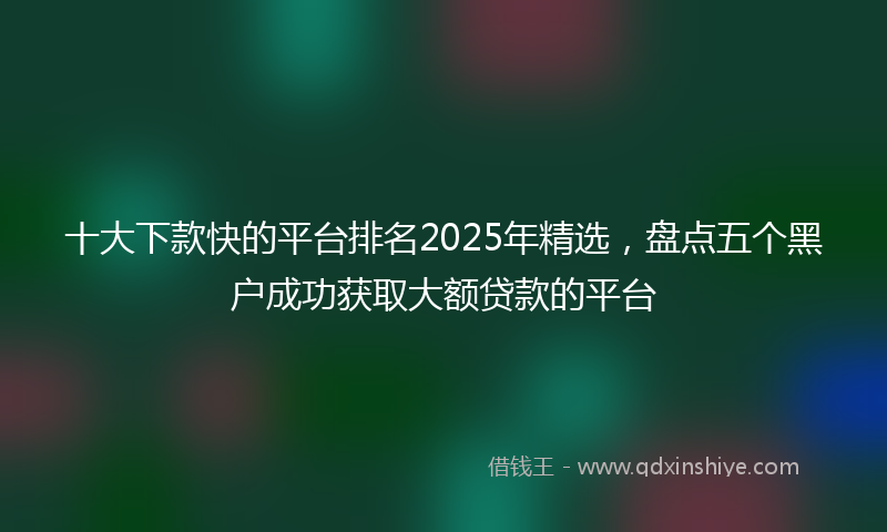 十大下款快的平台排名2025年精选，盘点五个黑户成功获取大额贷款的平台