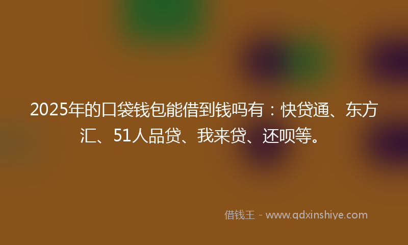 2025年的口袋钱包能借到钱吗有：快贷通、东方汇、51人品贷、我来贷、还呗等。