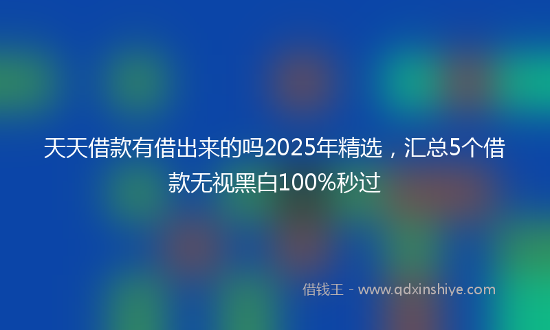 天天借款有借出来的吗2025年精选，汇总5个借款无视黑白100%秒过
