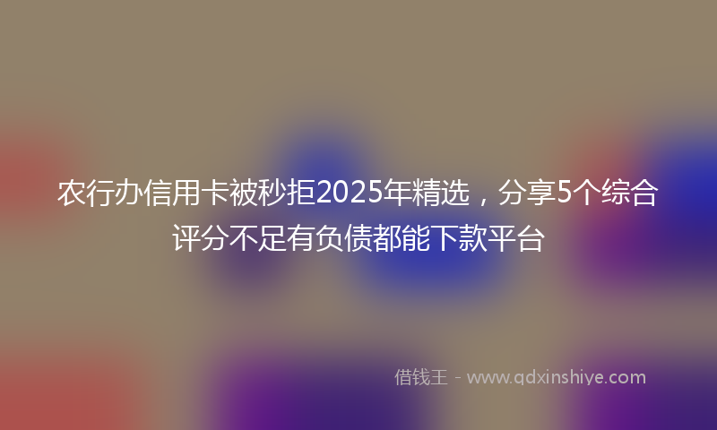 农行办信用卡被秒拒2025年精选，分享5个综合评分不足有负债都能下款平台