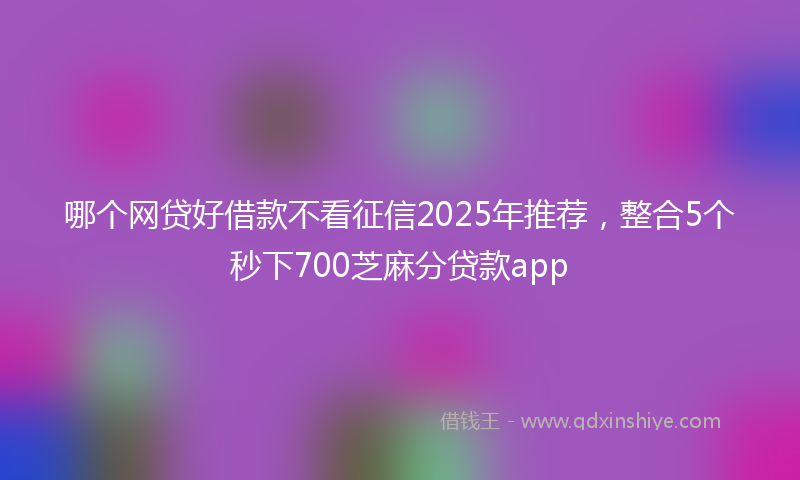 哪个网贷好借款不看征信2025年推荐，整合5个秒下700芝麻分贷款app