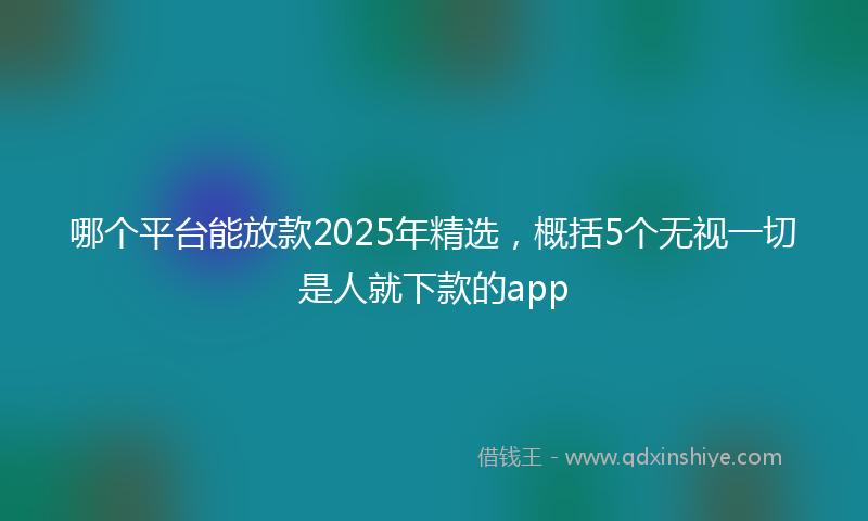 哪个平台能放款2025年精选，概括5个无视一切是人就下款的app