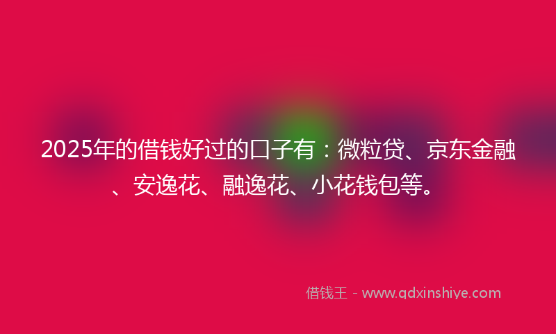 2025年的借钱好过的口子有：微粒贷、京东金融、安逸花、融逸花、小花钱包等。
