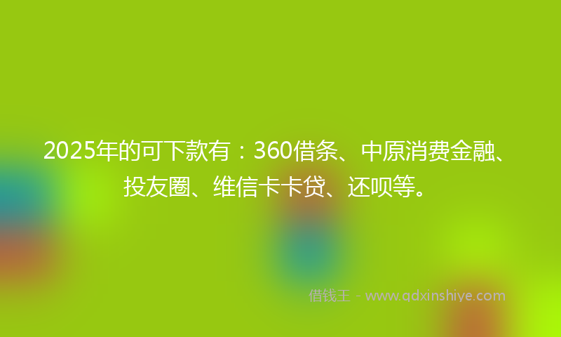 2025年的可下款有：360借条、中原消费金融、投友圈、维信卡卡贷、还呗等。