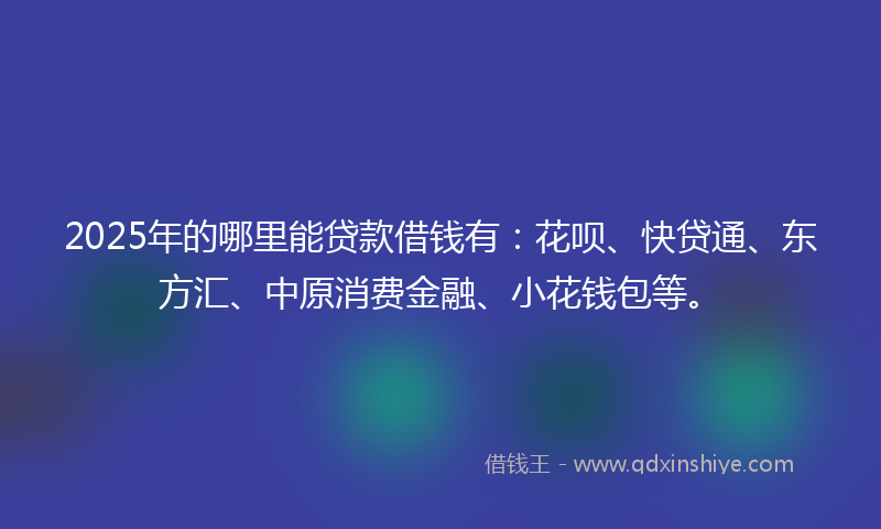 2025年的哪里能贷款借钱有：花呗、快贷通、东方汇、中原消费金融、小花钱包等。