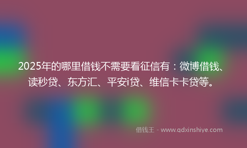 2025年的哪里借钱不需要看征信有：微博借钱、读秒贷、东方汇、平安i贷、维信卡卡贷等。
