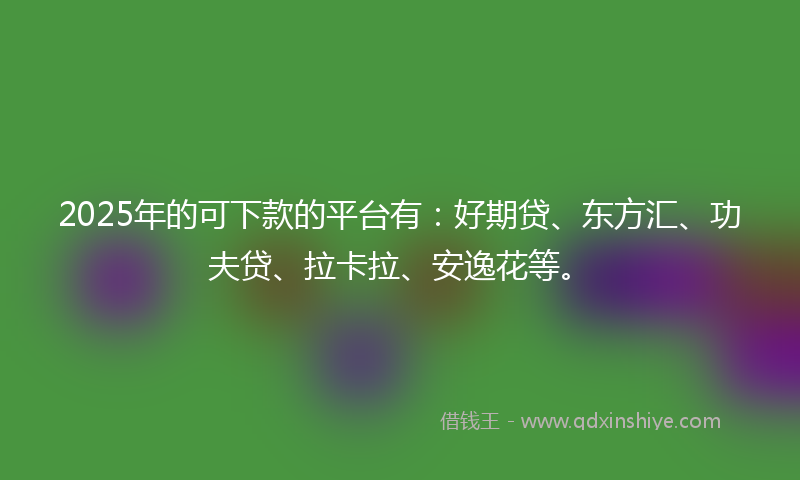 2025年的可下款的平台有：好期贷、东方汇、功夫贷、拉卡拉、安逸花等。