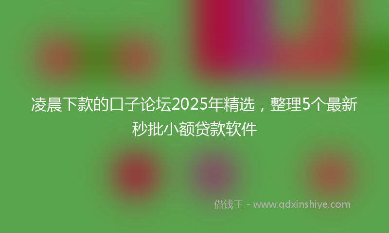 凌晨下款的口子论坛2025年精选，整理5个最新秒批小额贷款软件