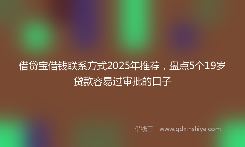 借贷宝借钱联系方式2025年推荐，盘点5个19岁贷款容易过审批的口子