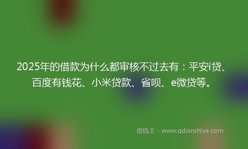 2025年的借款为什么都审核不过去有：平安i贷、百度有钱花、小米贷款、省呗、e微贷等。