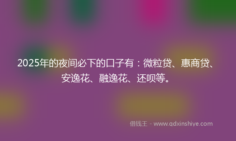 2025年的夜间必下的口子有：微粒贷、惠商贷、安逸花、融逸花、还呗等。