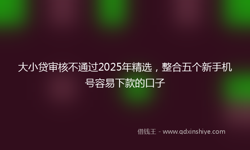 大小贷审核不通过2025年精选，整合五个新手机号容易下款的口子